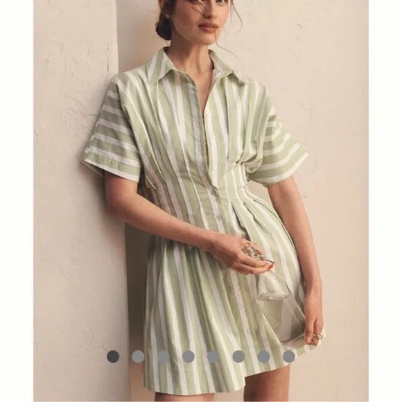 Anthropologie Exquise Tobbie Button Front Pleated Waist Mini Dress medium - Picture 4 of 5